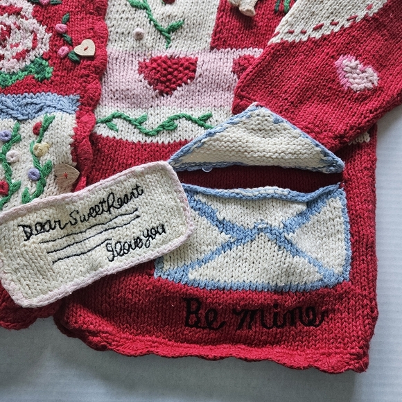 Vintage Eagle's Eye Red Valentine's Day Knit Ugly Sweater - Picture 10 of 16